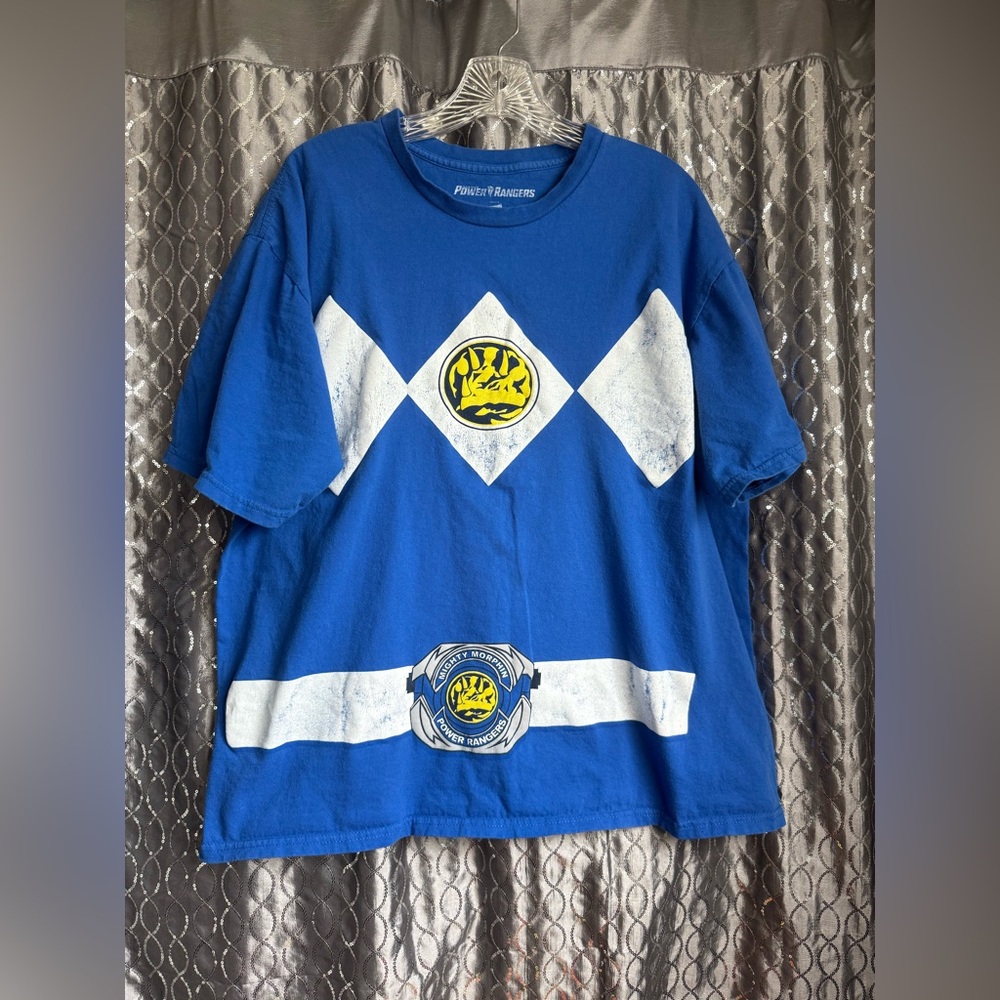 Hasbro Power Ranger Blue and White T-Shirt Size XXL